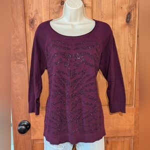 Apt.‎ 9 Rich Purple Sweater With Black Beading